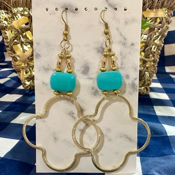 Turquoise Quatrefoil Earrings - Picture 1 of 1
